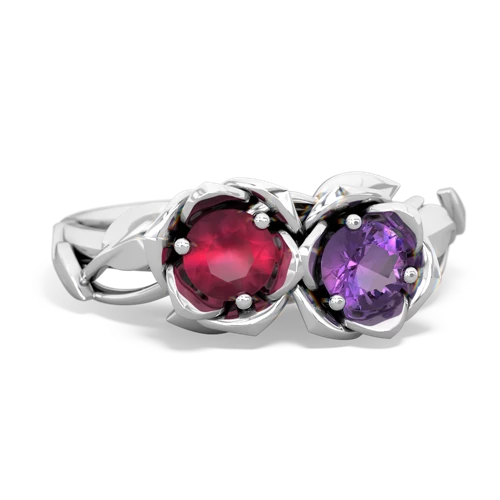 ruby-amethyst roses ring