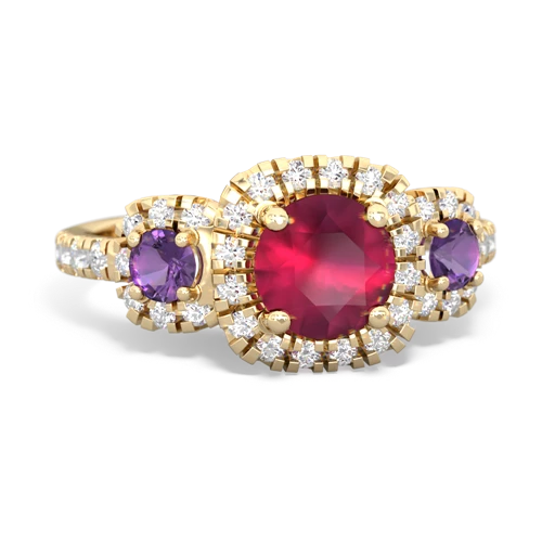 ruby-amethyst three stone regal ring