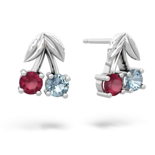 ruby-aquamarine cherries earrings