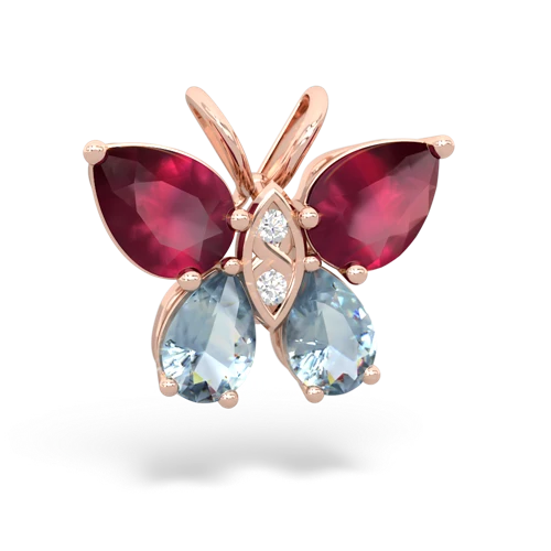 ruby-aquamarine butterfly pendant