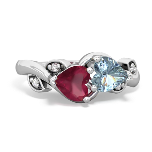 ruby-aquamarine floral keepsake ring