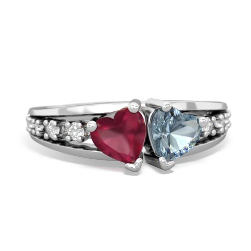 ruby-aquamarine modern ring