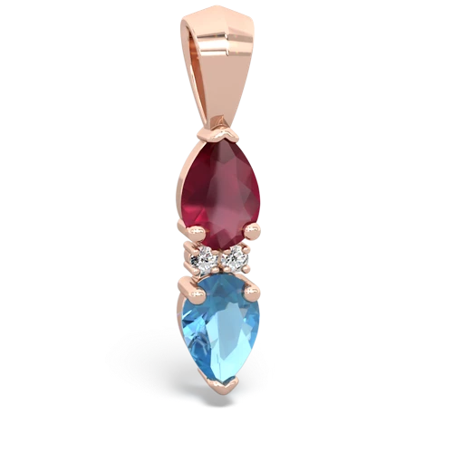 ruby-blue topaz bowtie pendant