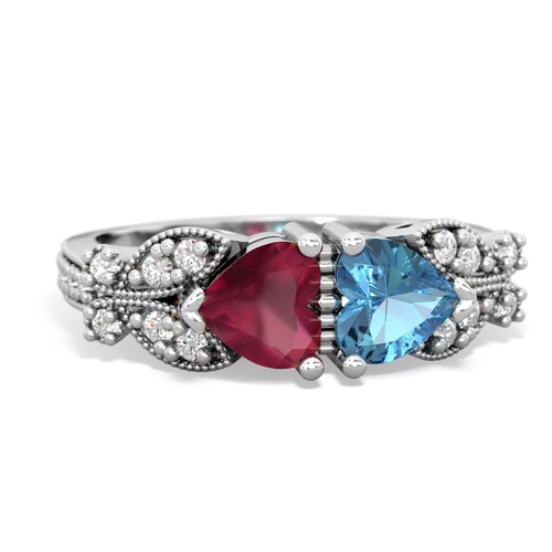 ruby-blue topaz keepsake butterfly ring