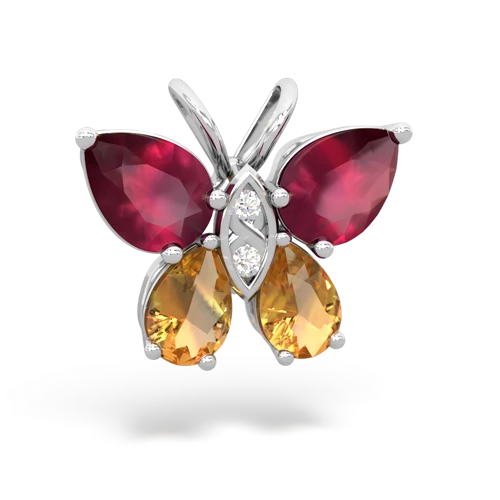 ruby-citrine butterfly pendant