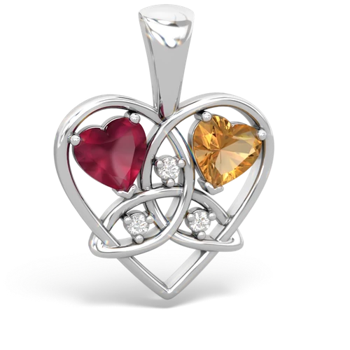 ruby-citrine celtic heart pendant