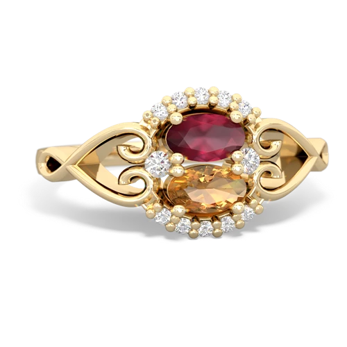 ruby-citrine antique keepsake ring