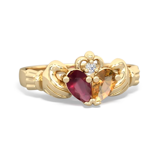 ruby-citrine claddagh ring