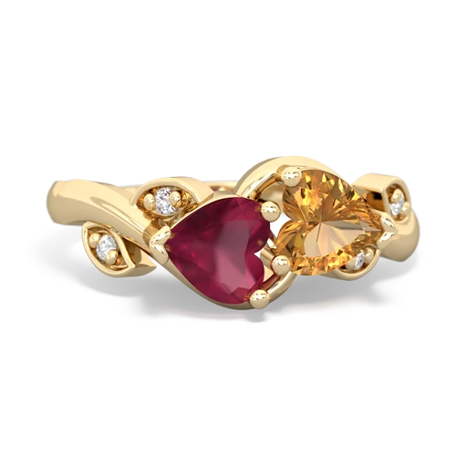 ruby-citrine floral keepsake ring