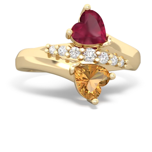 ruby-citrine modern ring