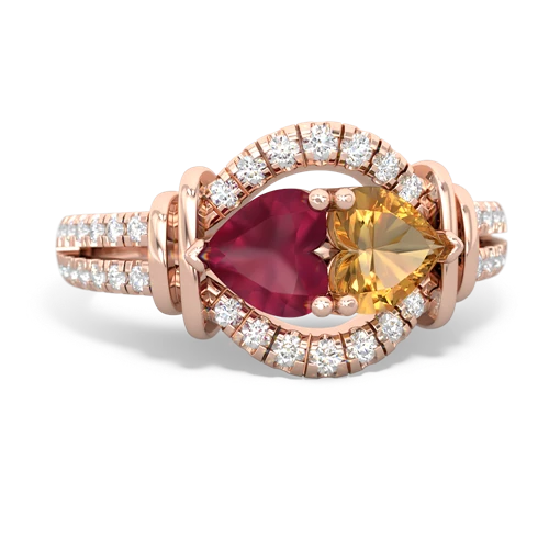 ruby-citrine pave keepsake ring