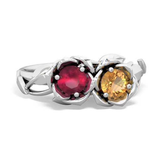 ruby-citrine roses ring