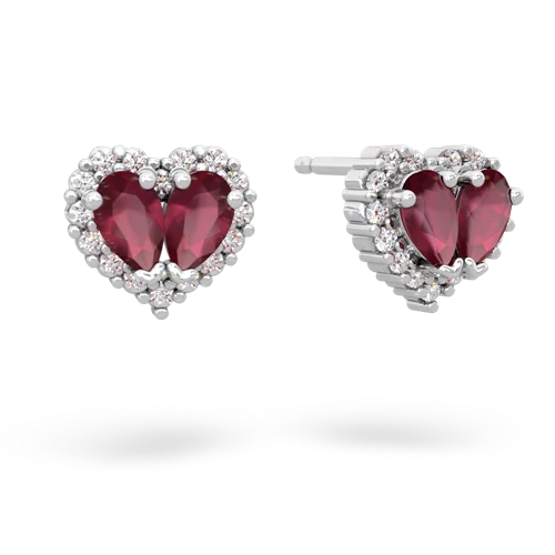 ruby halo-heart earrings