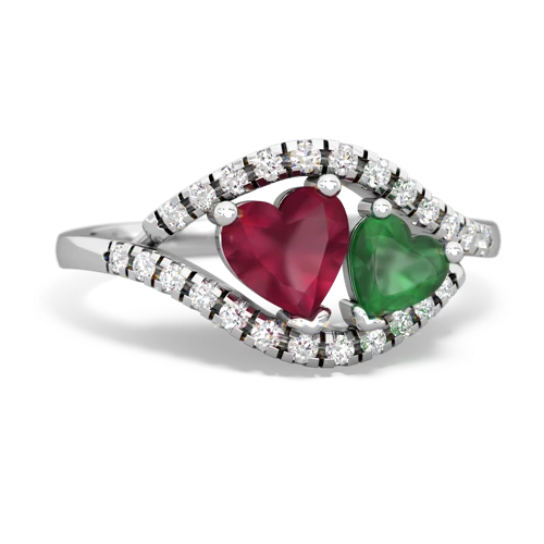 ruby-emerald mother child ring