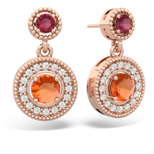 ruby-fire opal halo earrings