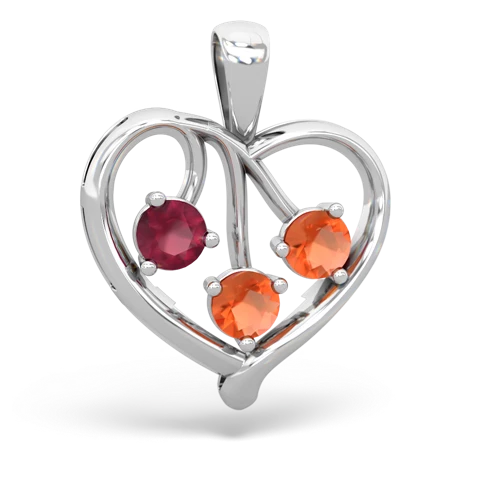 ruby-fire opal love heart pendant