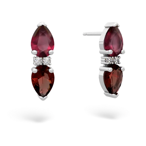 ruby-garnet bowtie earrings