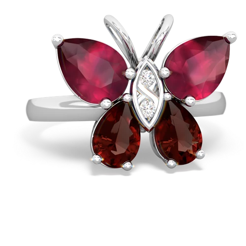 ruby-garnet butterfly ring