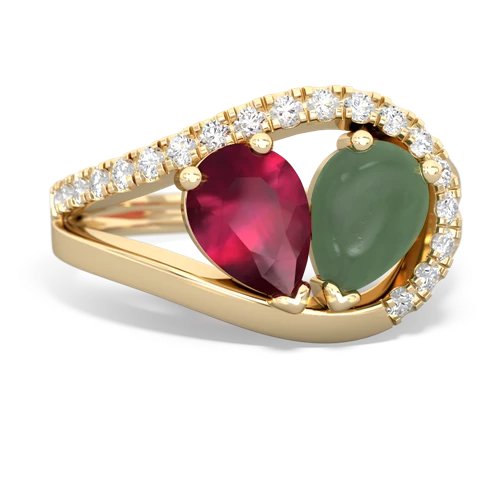 ruby-jade pave heart ring