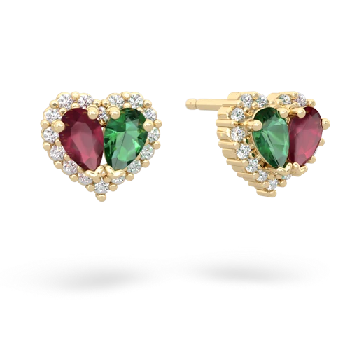 ruby-lab emerald halo-heart earrings