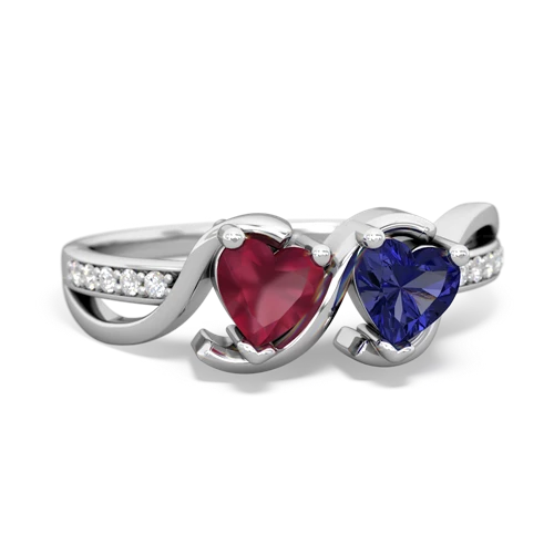 ruby-lab sapphire double heart ring