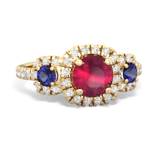 ruby-lab sapphire three stone regal ring