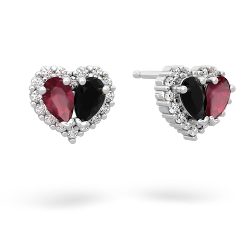 ruby-onyx halo-heart earrings