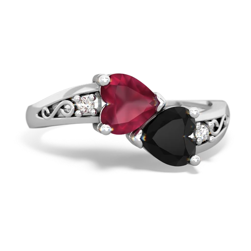 ruby-onyx filligree ring