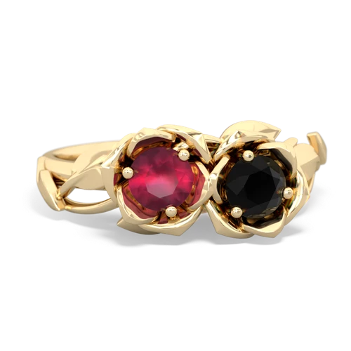 ruby-onyx roses ring