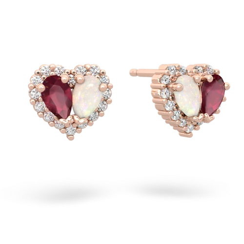 ruby-opal halo-heart earrings