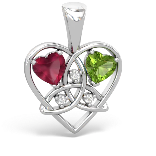 ruby-peridot celtic heart pendant