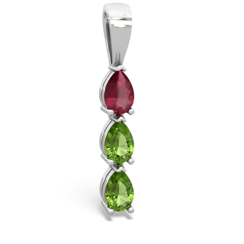 ruby-peridot three stone pendant