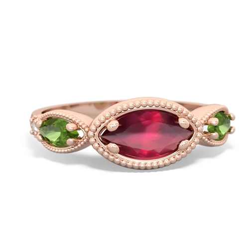 ruby-peridot milgrain marquise ring