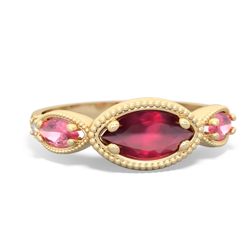 ruby-pink sapphire milgrain marquise ring