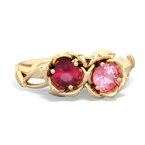 ruby-pink sapphire roses ring