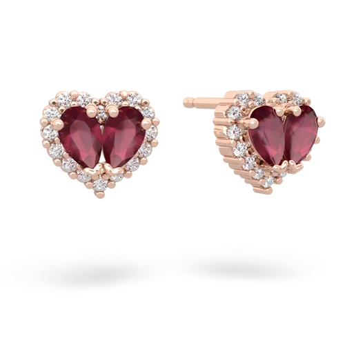 ruby-ruby halo-heart earrings