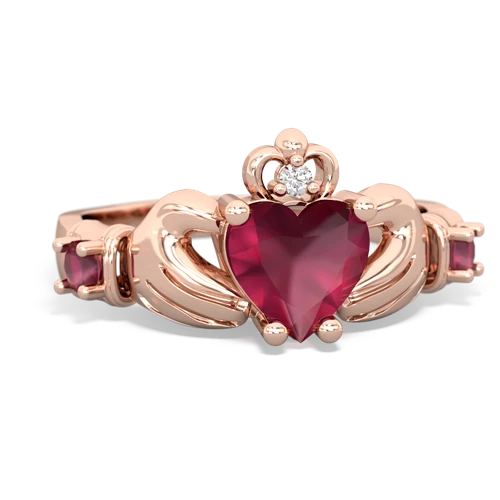 lab ruby-pink sapphire claddagh ring