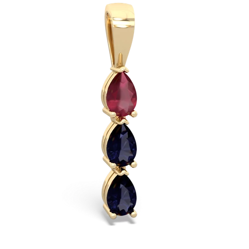 ruby-sapphire three stone pendant