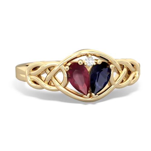 ruby-sapphire celtic knot ring