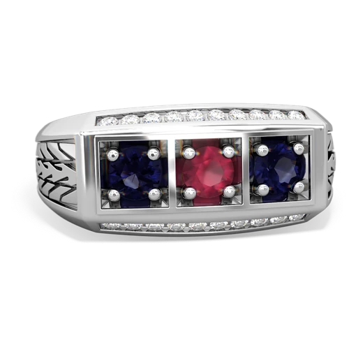 ruby-sapphire three stone ring