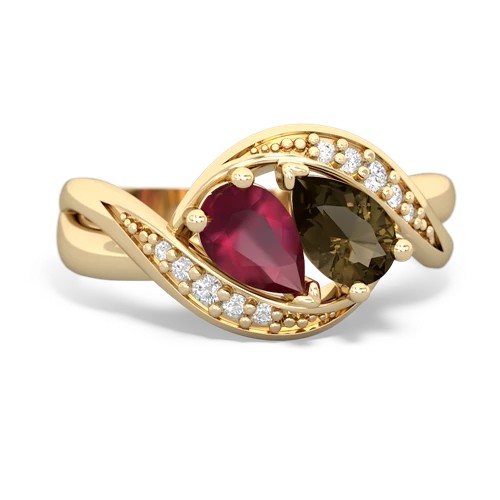 ruby-smoky quartz keepsake curls ring