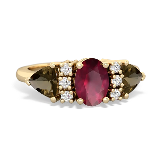 ruby-smoky quartz timeless ring