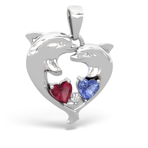 ruby-tanzanite dolphins pendant