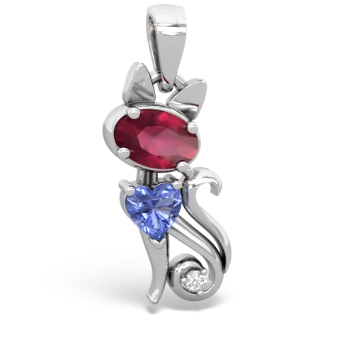 ruby-tanzanite kitten pendant