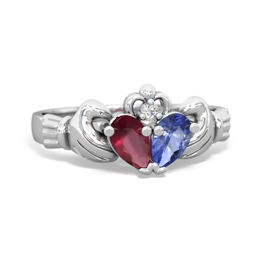 ruby-tanzanite claddagh ring