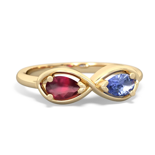 ruby-tanzanite infinity ring