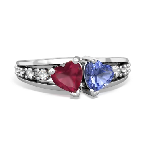 ruby-tanzanite modern ring