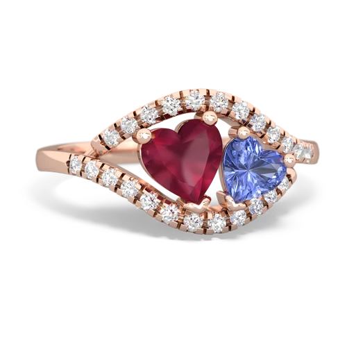 ruby-tanzanite mother child ring