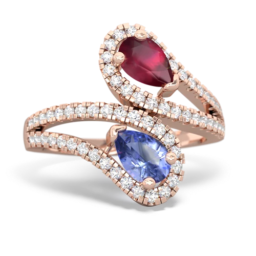 ruby-tanzanite pave swirls ring