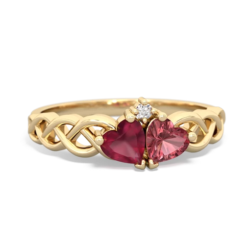 ruby-tourmaline celtic braid ring